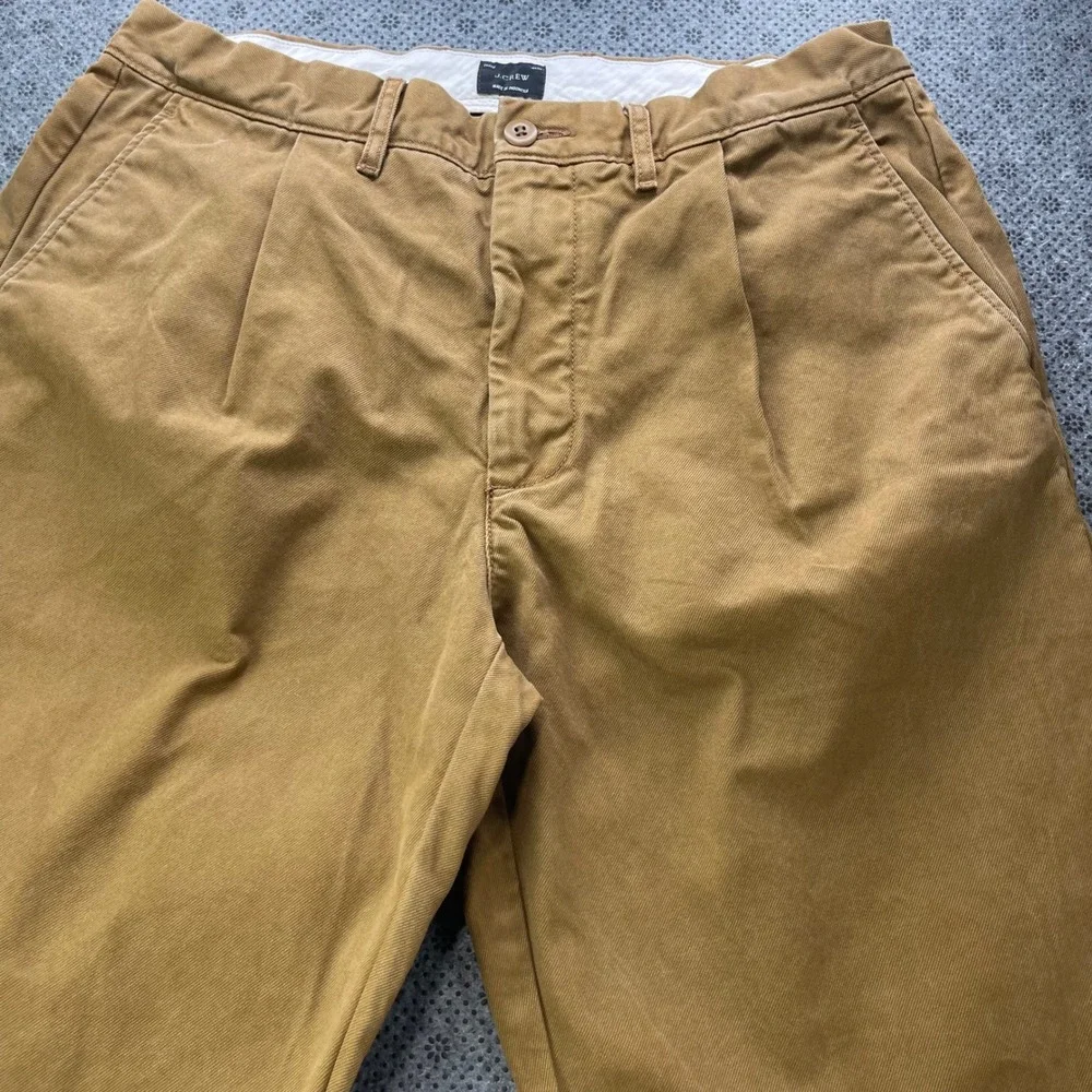 J.Crew Pleated Relaxed Chino Pants Mens 32x32 Dark Khaki Brown Flap Pockets
